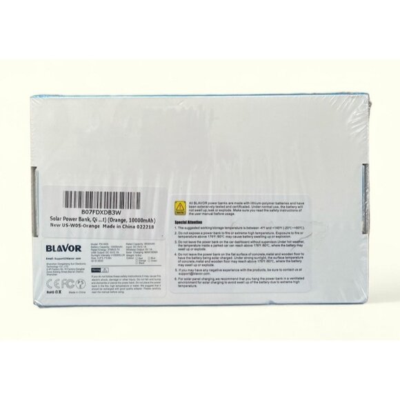 Blavor Solar Power Bank Qi Portable Charger 10000 mah External Battery Orange NE - Picture 2 of 2